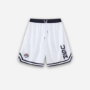 White shorts with black accents and 'USA' branding on a light gray background