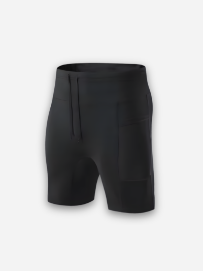 Black shorts on a light gray background
